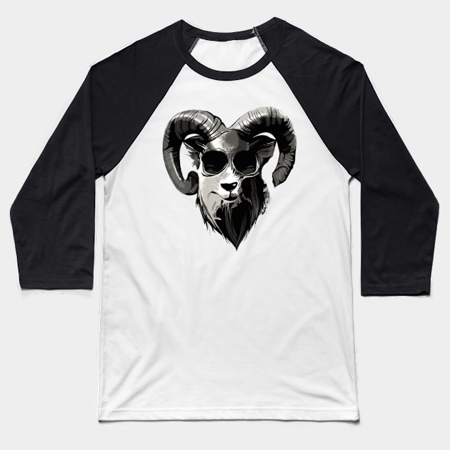 Thug Ram With Glasses animal art Baseball T-Shirt by maddula